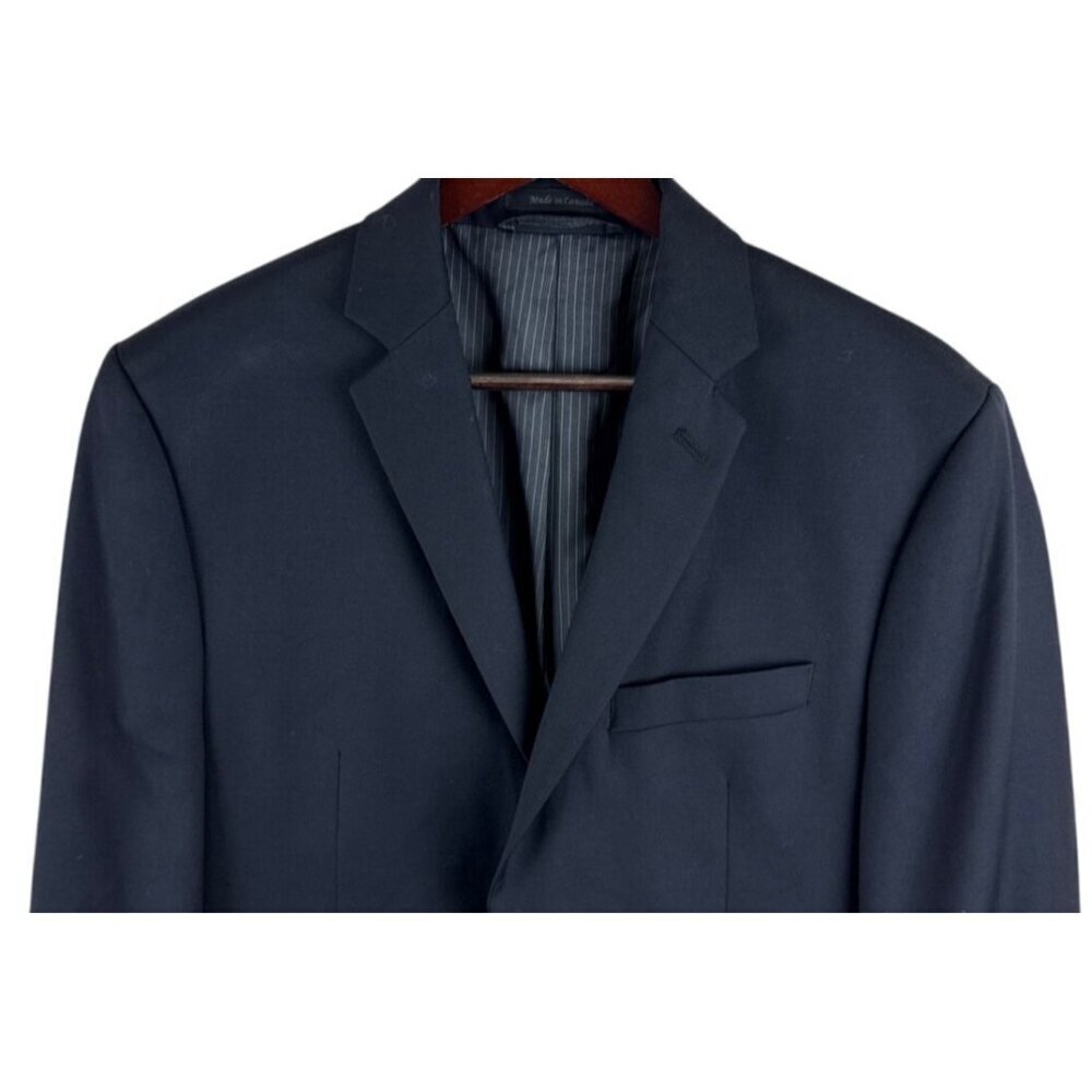 Calvin Klein Men's Blazer 100% Wool Navy Blue Lined Two Button Sport Coat 40R - Picture 3 of 11